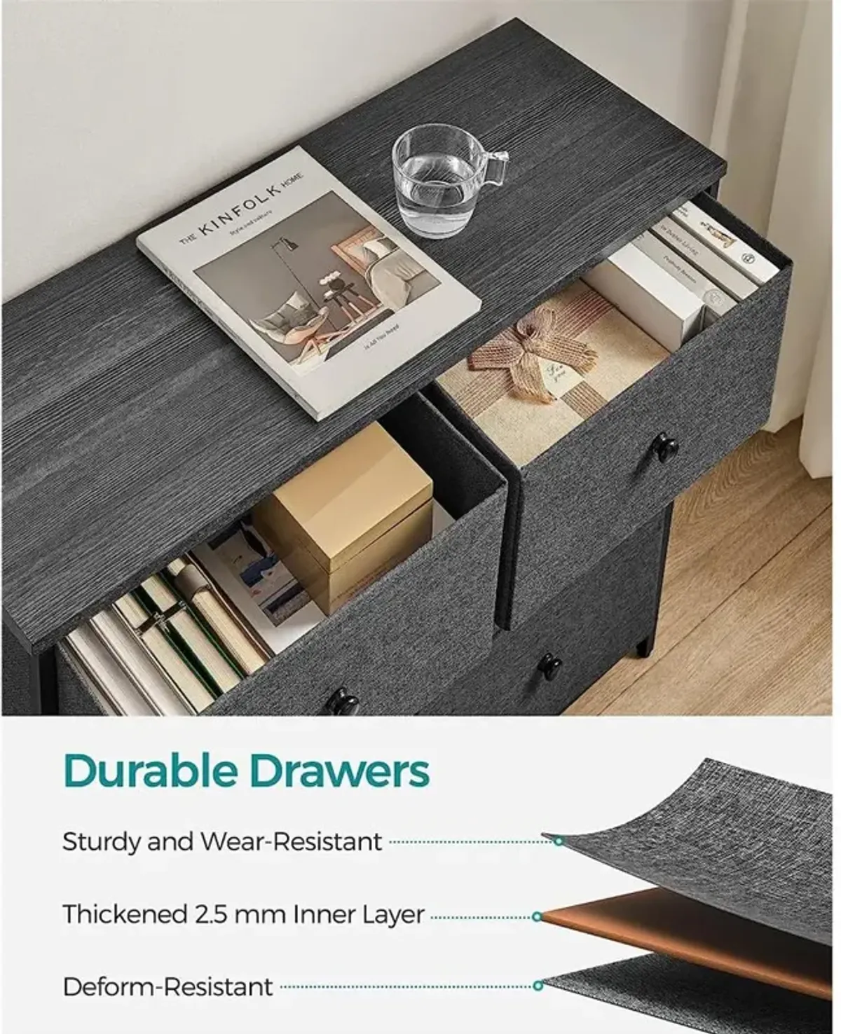 Closet Fabric Dresser with Metal Frame