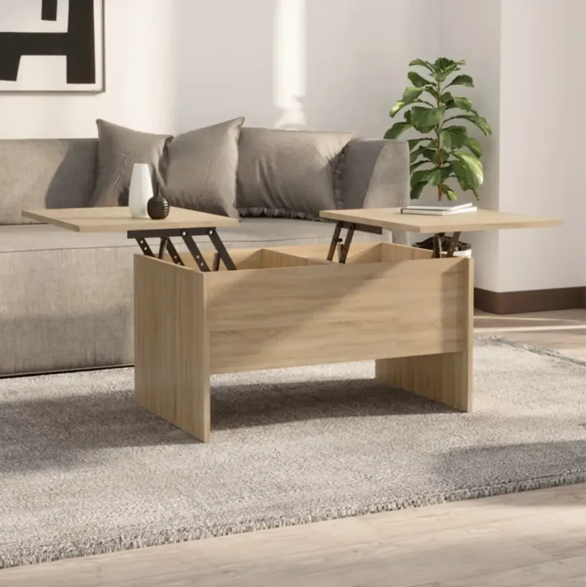 vidaXL Coffee Table Sonoma Oak 31.5"x19.7"x16.7" Engineered Wood