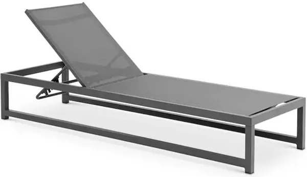 Meridian Furniture Maldives Grey Mesh Water Resistant Fabric Outdoor Patio Sun Chaise Lounge Chair