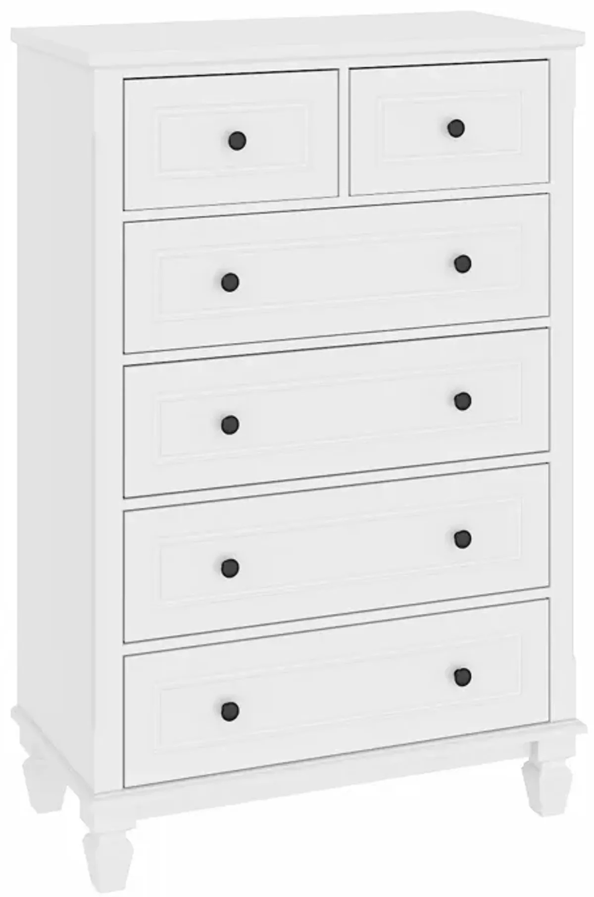 6-Drawers White Wood Chest of Drawers Dresser Vanity Table Storage Cabinet with Wooden Legs 47.4 in. H x 31.5 W x 15.7 D