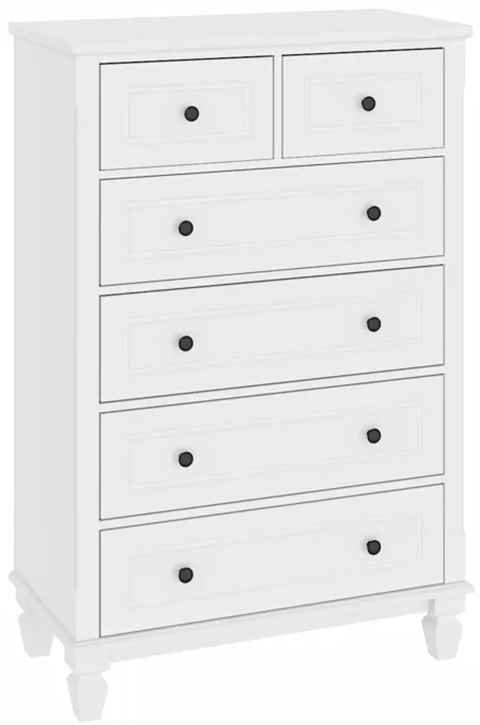 6-Drawers White Wood Chest of Drawers Dresser Vanity Table Storage Cabinet with Wooden Legs 47.4 in. H x 31.5 W x 15.7 D