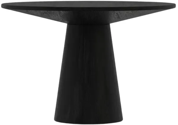 Vecy Dining Table, 47 Inch Round Top w Pedestal Base, Vintage Black - Benzara