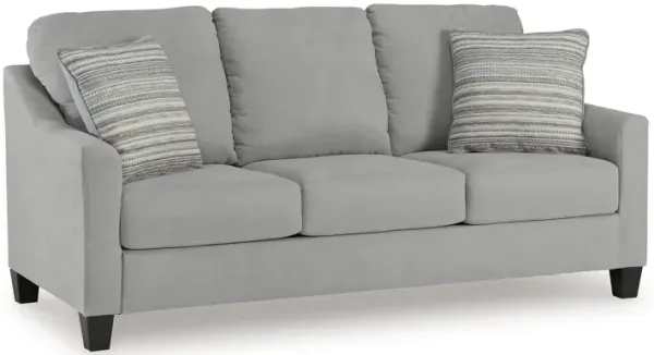 Blaire Sofa, Gray Polyester, 2 Accent Pillows, Black Wood, 80 Inch - Benzara