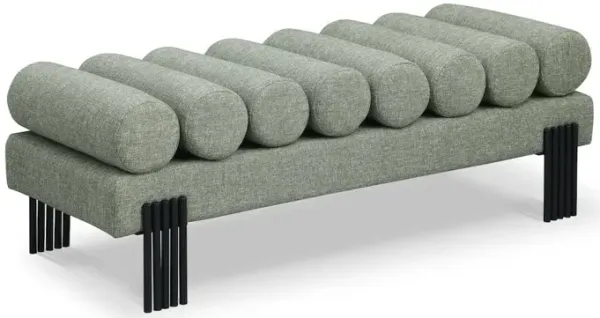 Meridian Furniture Akeela Green Linen Textured Fabric Bench