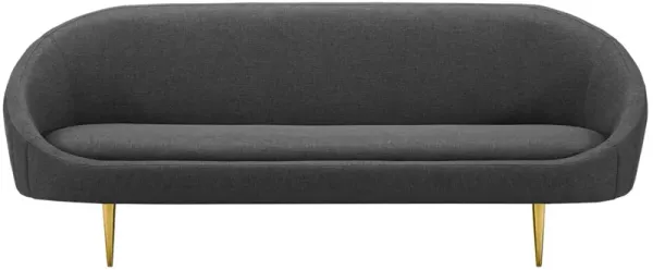 Modway Sublime Channel Tufted Curve Back Fabric Upholstered Sofa in Gray