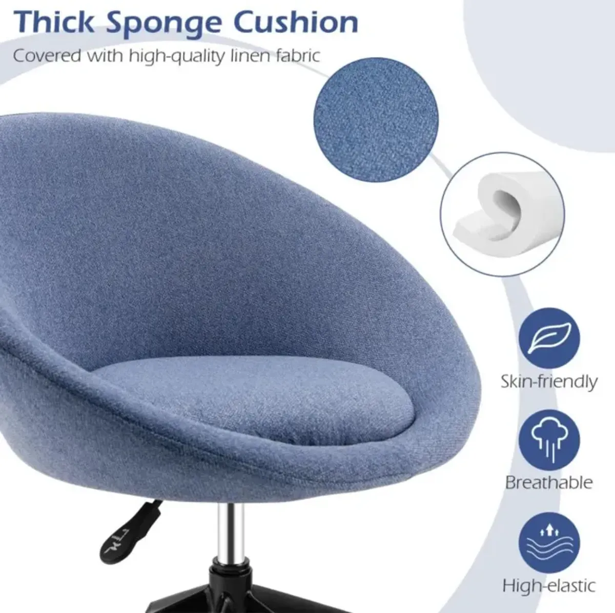 Hivvago Adjustable Swivel Accent Chair Vanity Chair with Round Back