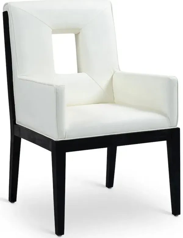 Meridian Furniture Gwendolyn Cream Vegan Leather Dining Arm Chair