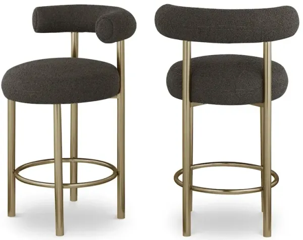 Meridian Furniture Bordeaux Boucle Fabric Stool, Set of 2