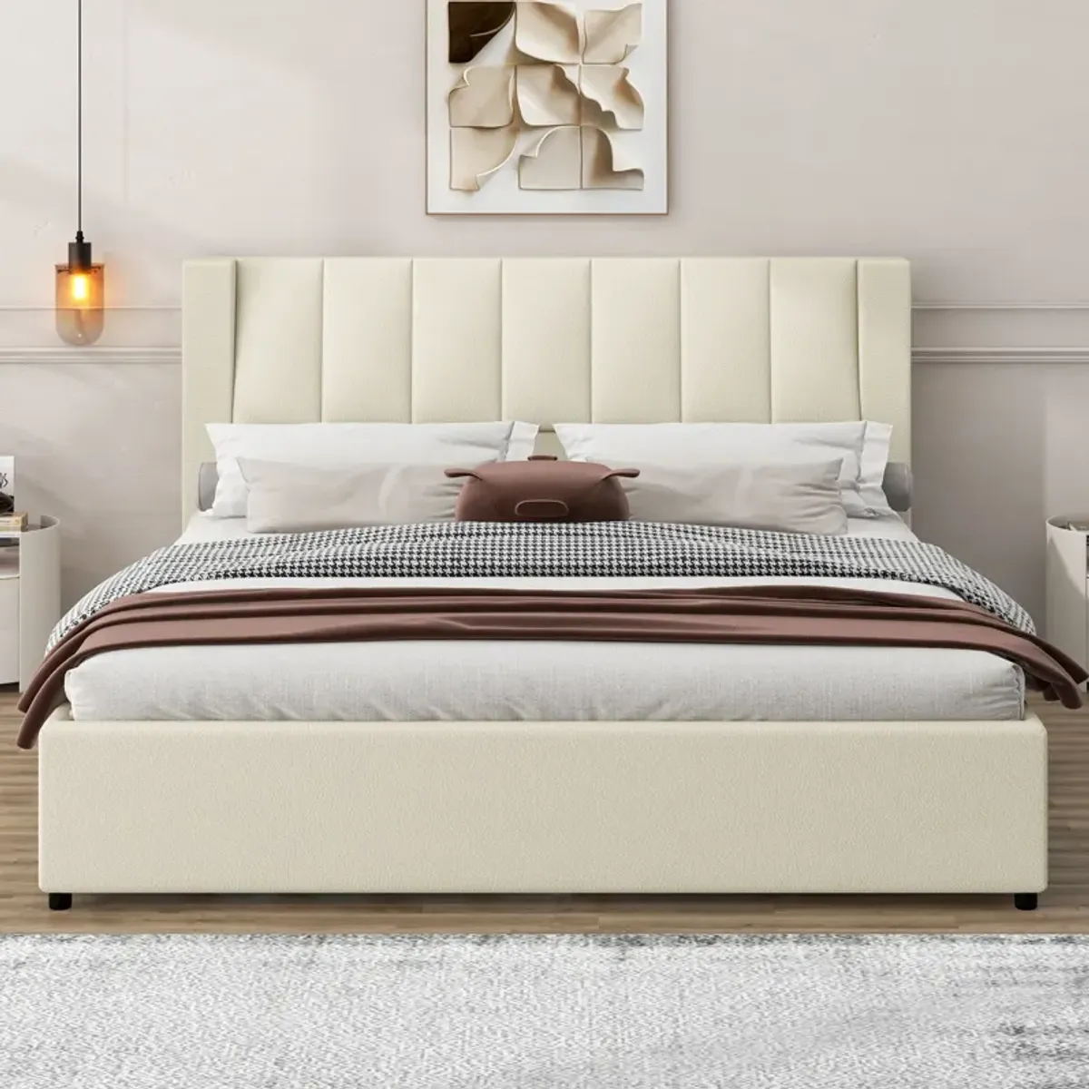 Merax  Upholstery Platform Bed with Storage Headboard