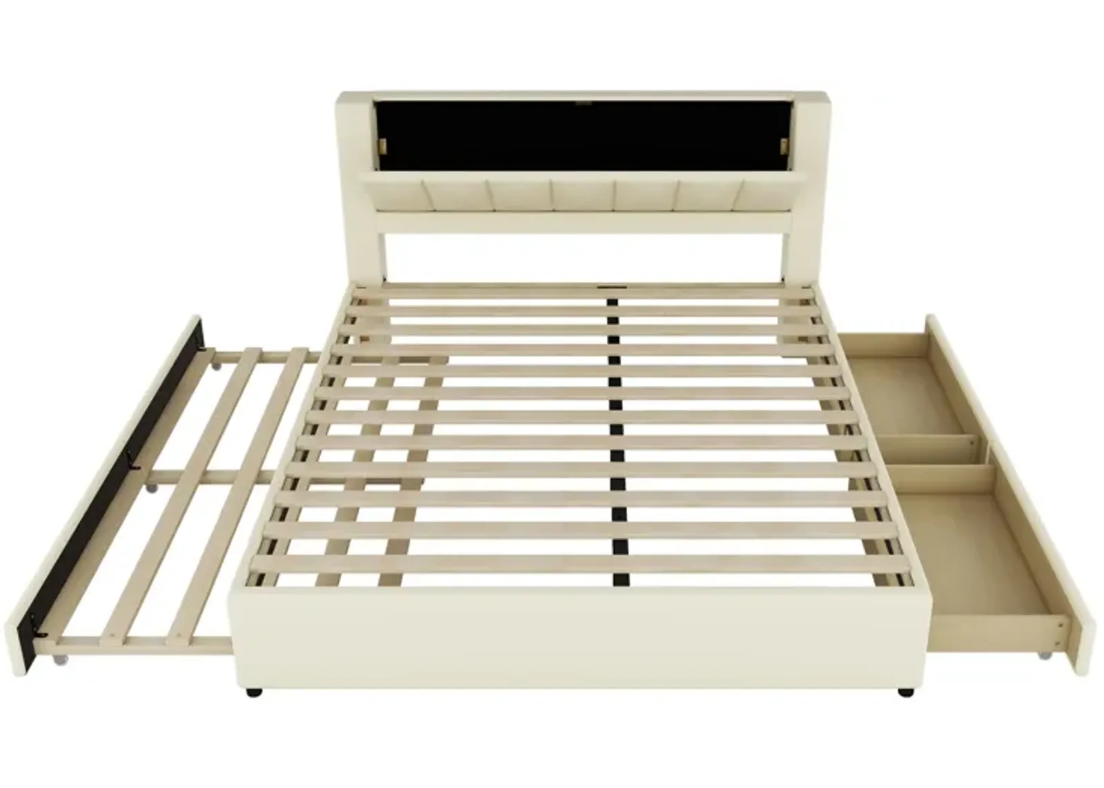 Merax  Upholstery Platform Bed with Storage Headboard