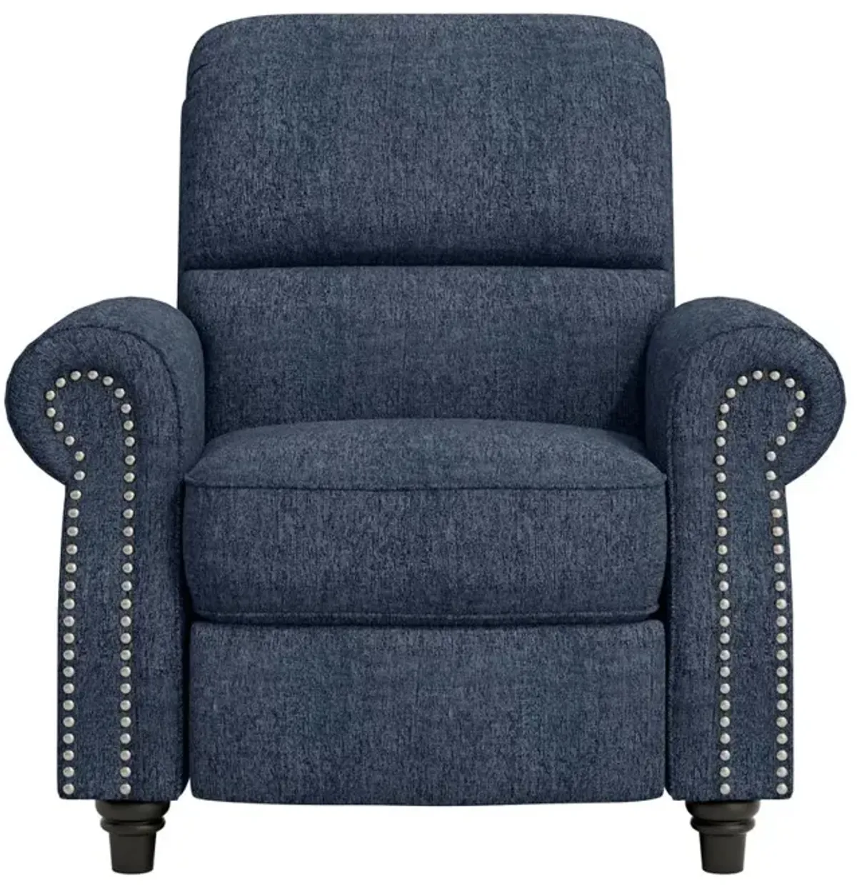 ProLounger Bustle-Back Pushback Recliner with Nailheads in Blue Chenille