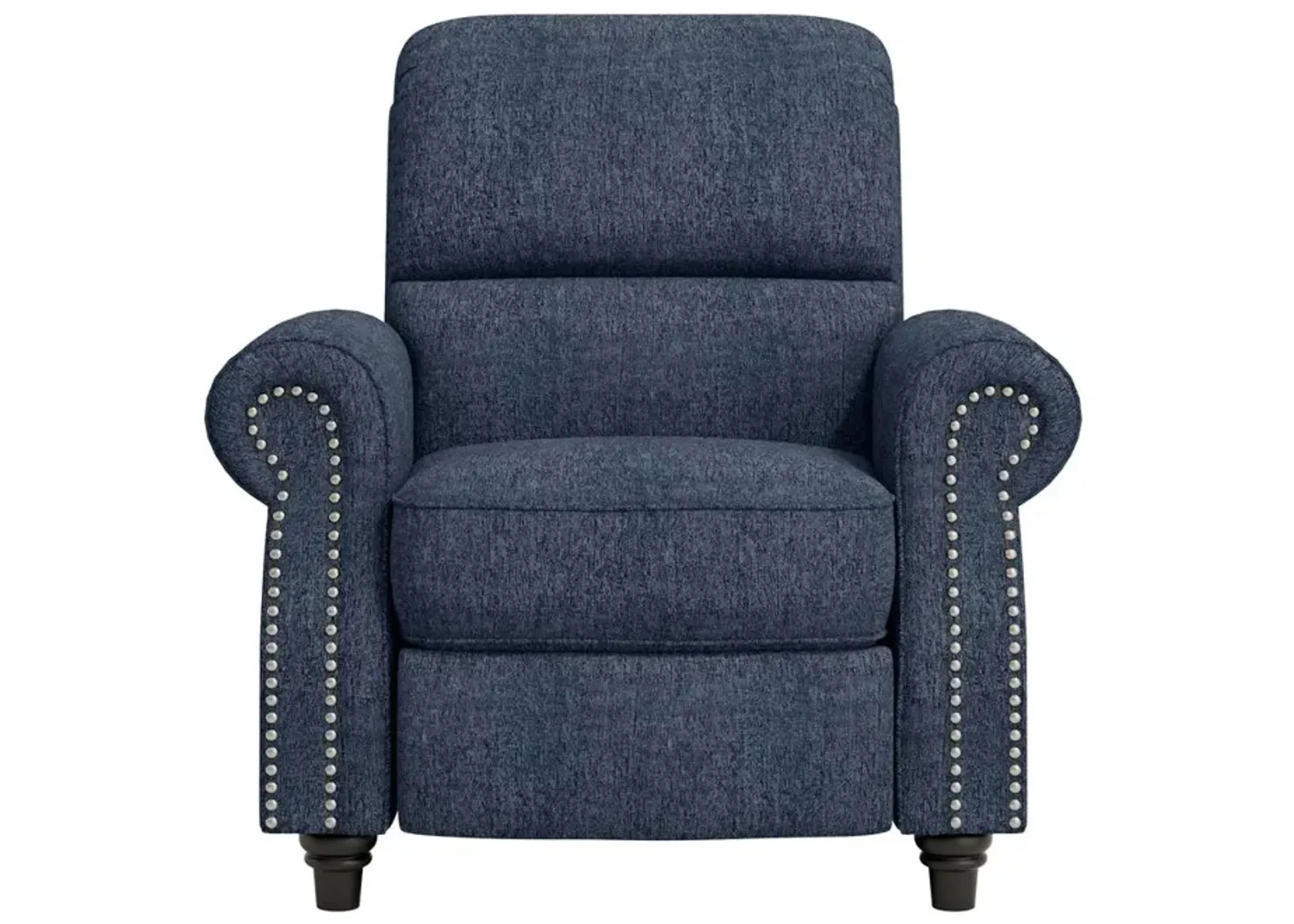 ProLounger Bustle-Back Pushback Recliner with Nailheads in Blue Chenille