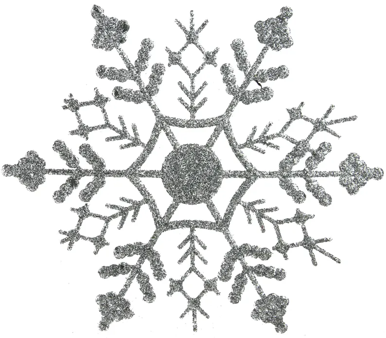 24ct Silver Splendor Glitter Snowflake Christmas Ornaments 4"