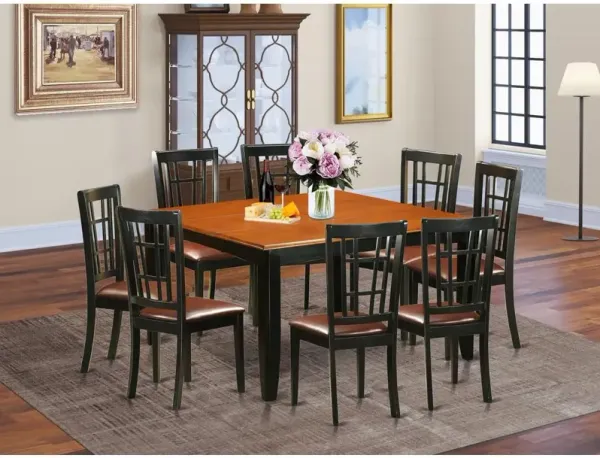 9 PC Dining room set-Dining Table and 8 Wooden Dining Chairs