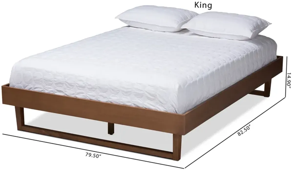 Baxton Studio Liliya Mid-Century Modern Walnut Brown Finished Wood King Size Platform Bed Frame