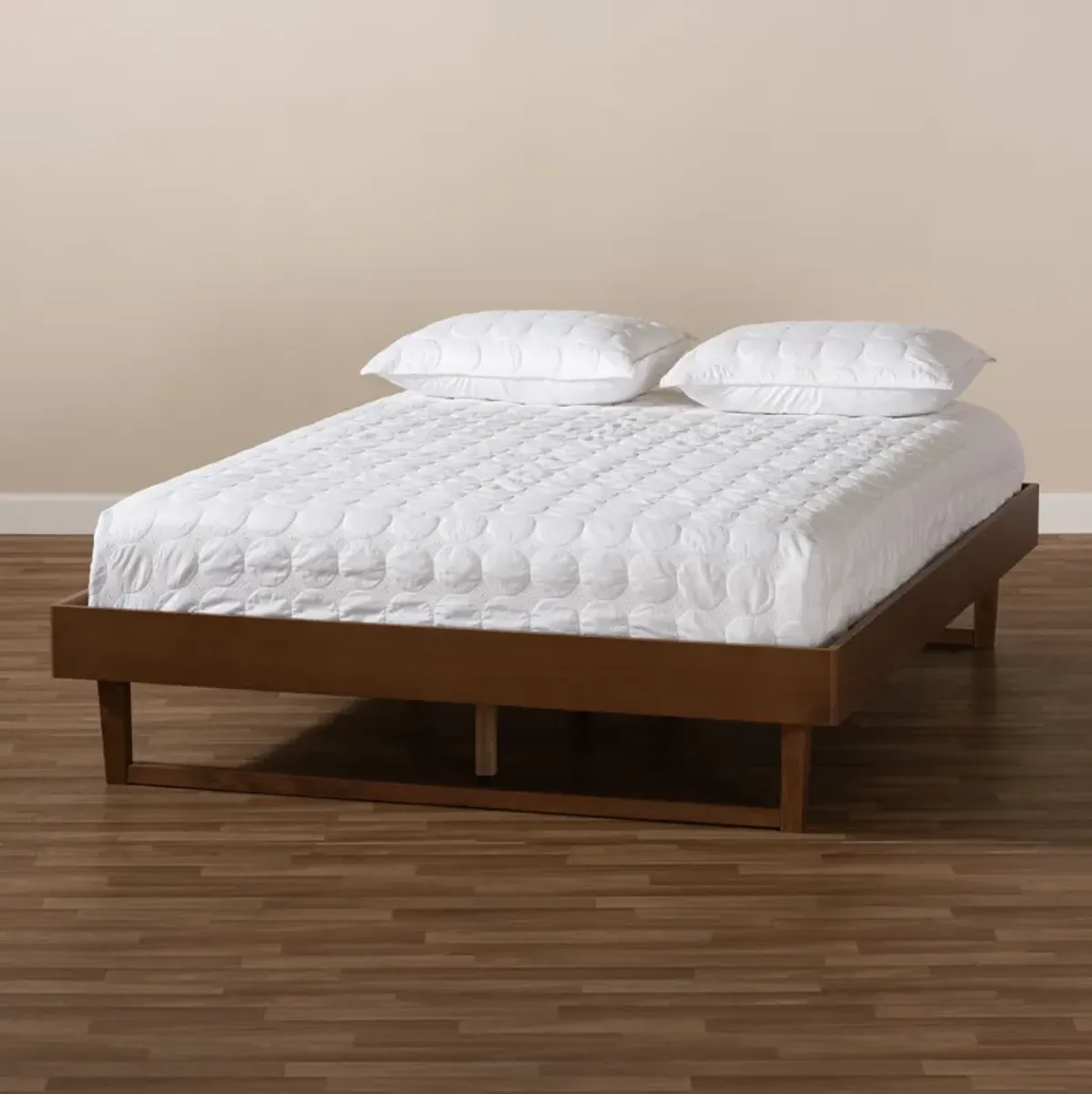 Baxton Studio Liliya Mid-Century Modern Walnut Brown Finished Wood King Size Platform Bed Frame