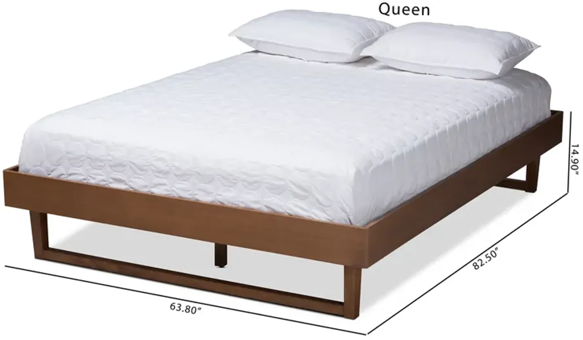 Baxton Studio Liliya Mid-Century Modern Walnut Brown Finished Wood King Size Platform Bed Frame