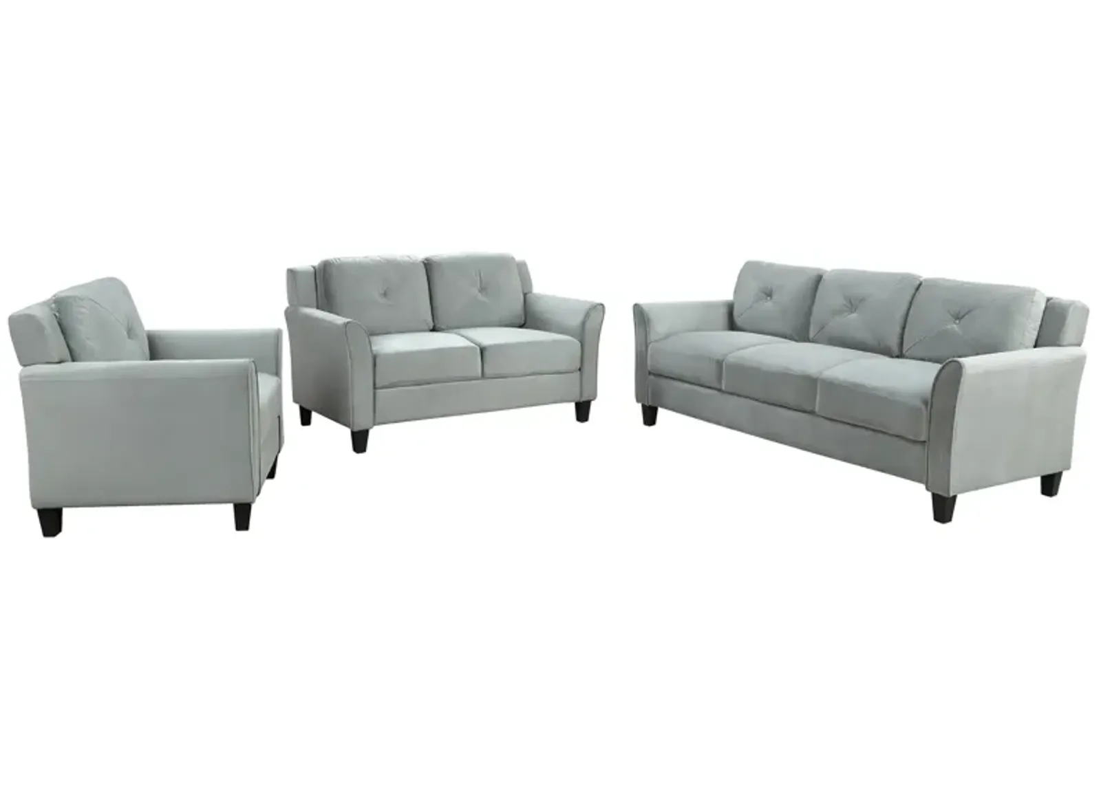 Merax  Button Tufted 3 Piece Chair Loveseat Sofa Set