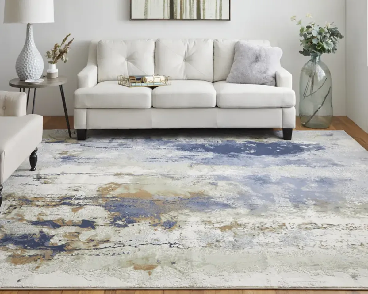 Clio 39K1F Blue/Orange/Ivory 2'9" x 7'10" Rug