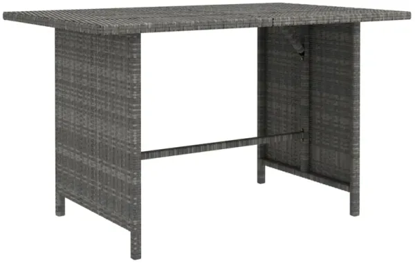 Outdoor Dining Table, 43 Inch Rectangular Top, Dark Gray Poly Rattan - Benzara