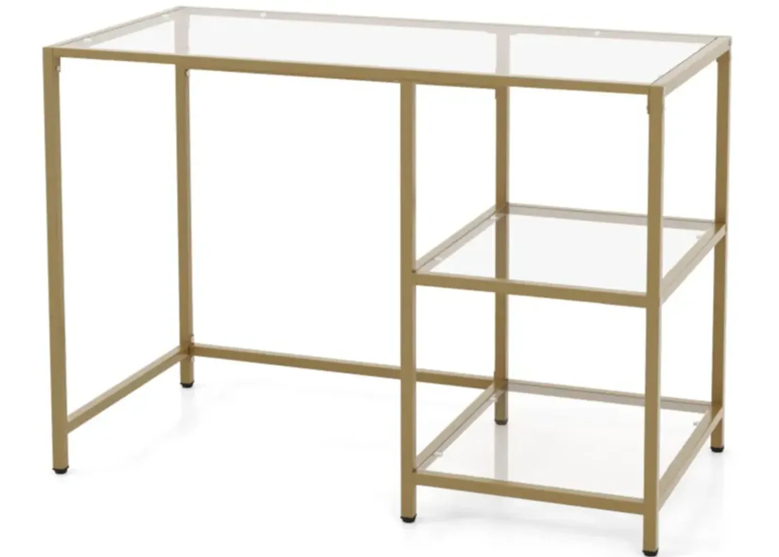 Hivvago Modern Console Table with 2 Open Shelves and Metal Frame