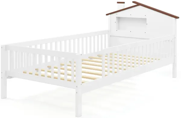 House Frame Montessori Bed with Headboard Storage for Toddlers