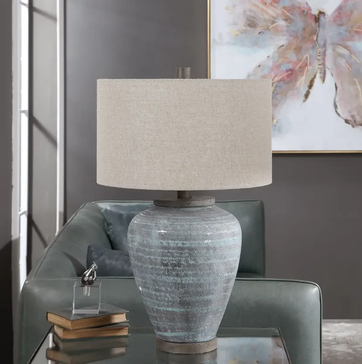 Uttermost Pelia Light Aqua Table Lamp