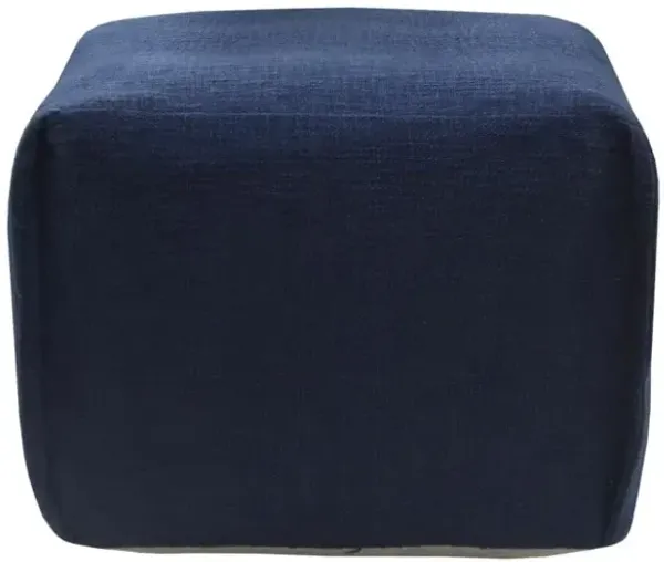Hivvago 18 Inch Blue Cotton Patchwork Pouf Ottoman