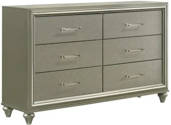New Classic Furniture Lumina Wood 6-Drawer Dresser in Silver