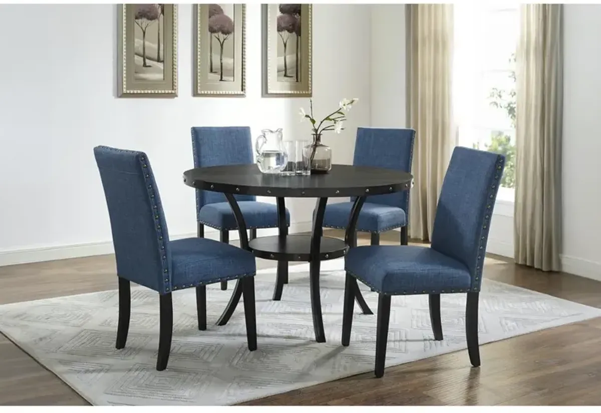 New Classic Furniture Furniture Crispin Melamine Round Dining Table & 4 Chairs in Blue