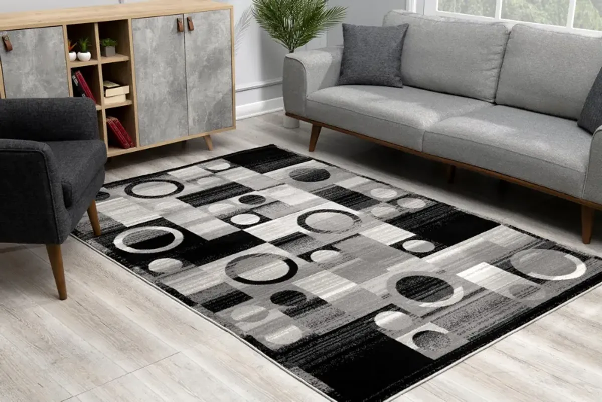 Montage Modern Geometric Checkered Black Grey Indoor Area Rug