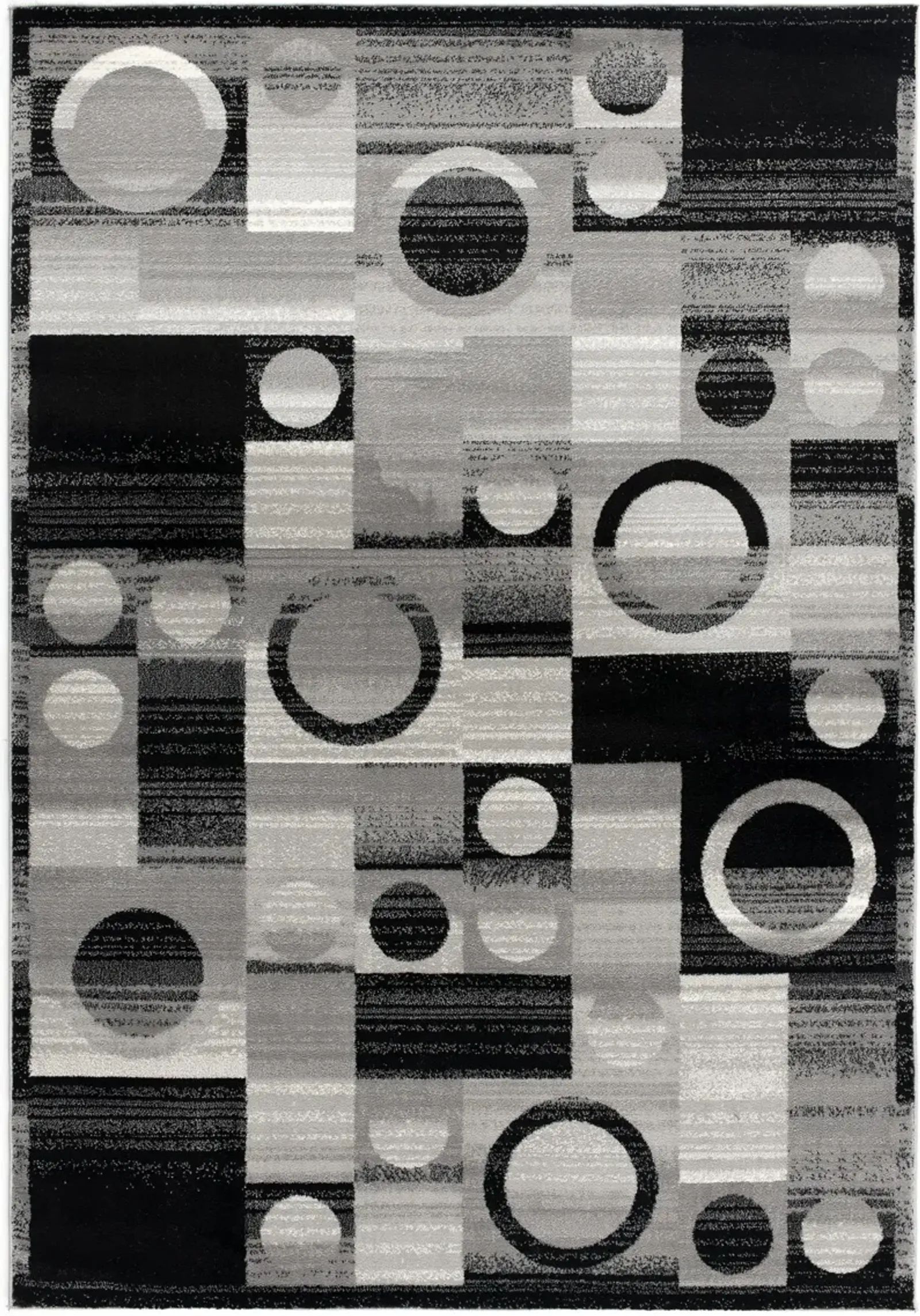 Montage Modern Geometric Checkered Black Grey Indoor Area Rug