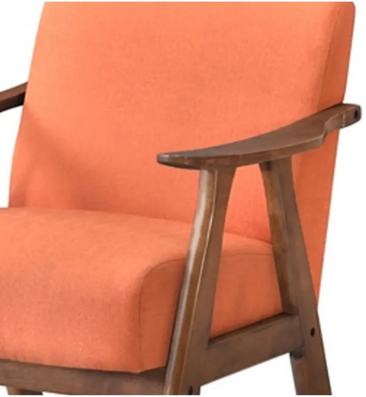 Stella 26 Inch Counter Height Chair, Orange Fabric, Cushions, Brown Wood  - Benzara