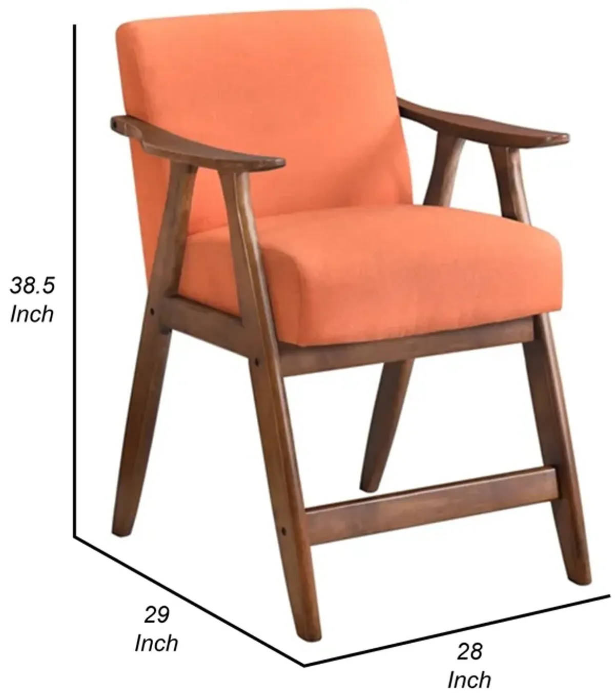 Stella 26 Inch Counter Height Chair, Orange Fabric, Cushions, Brown Wood  - Benzara