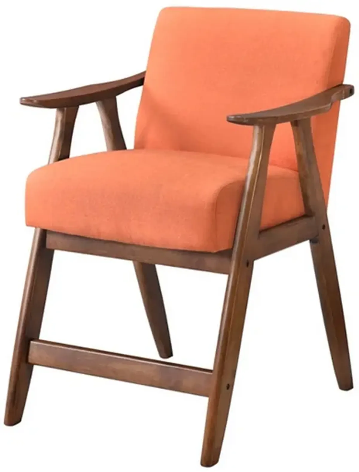 Stella 26 Inch Counter Height Chair, Orange Fabric, Cushions, Brown Wood  - Benzara