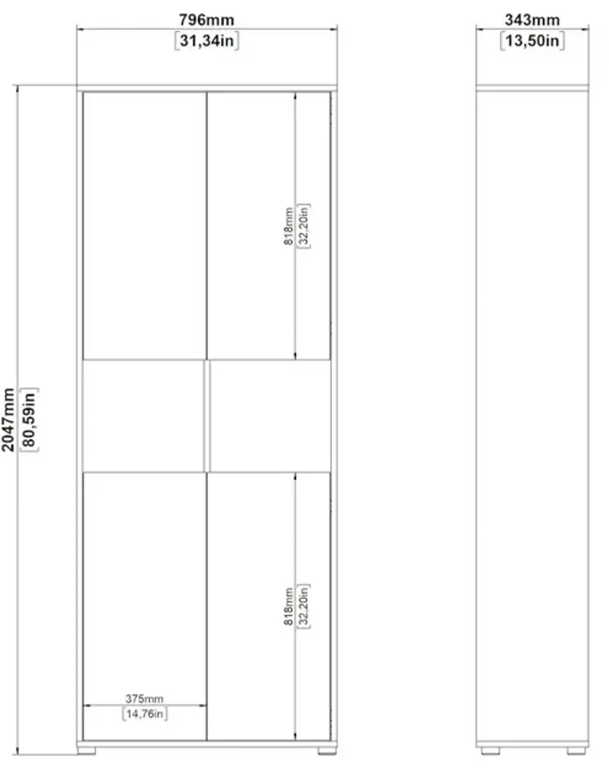 Tvilum 6 Shelf Boockase with 4 Doors, Home Office Storage