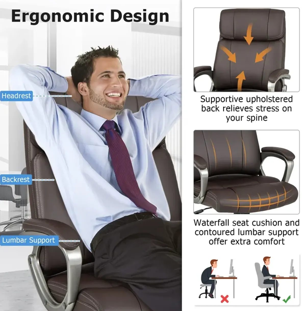 Swivel Ergonomic Office Chair Computer Desk Chair with Wheels