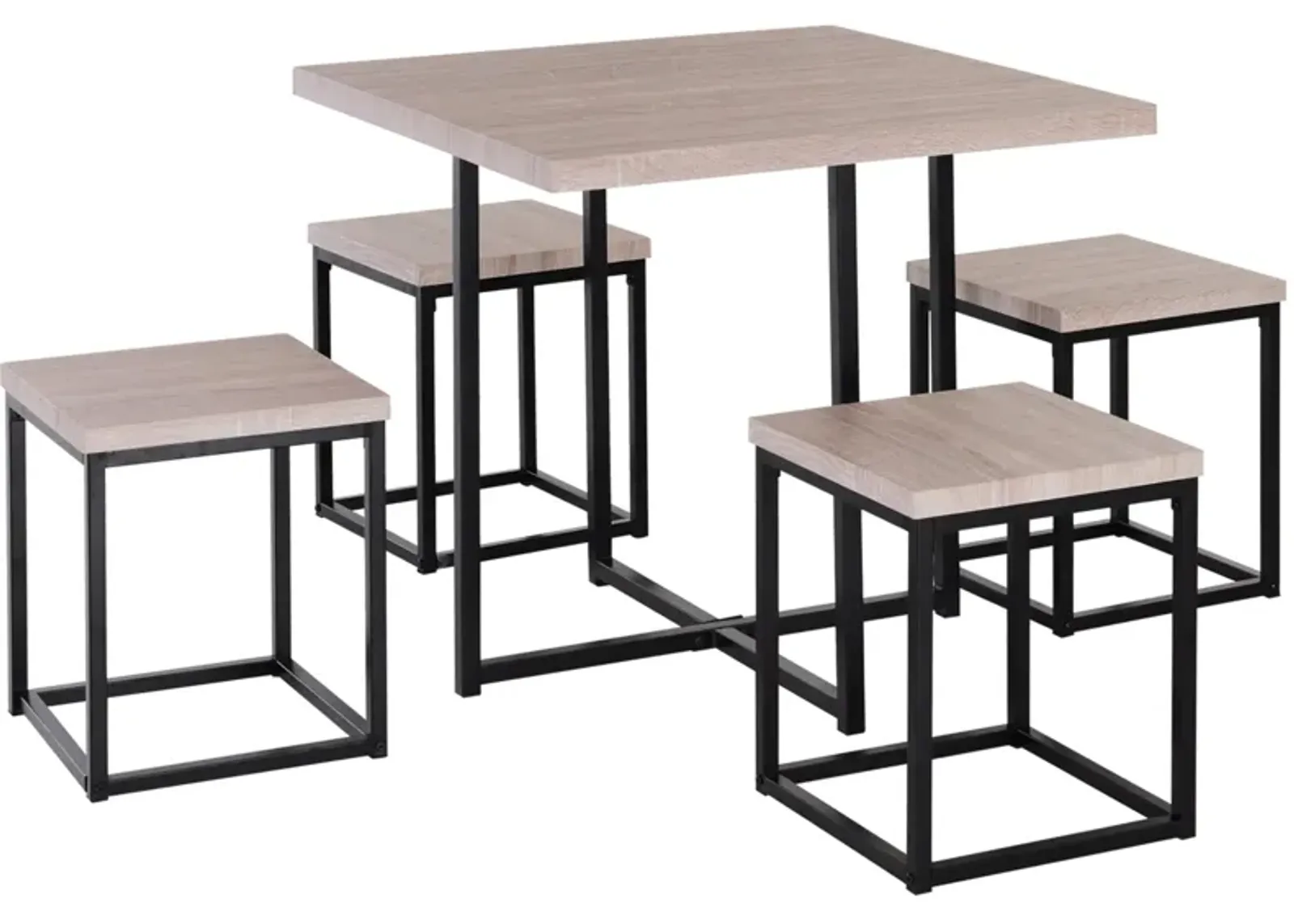 Natural Wood Dining: 5-Piece Square Table Set for Small Spaces