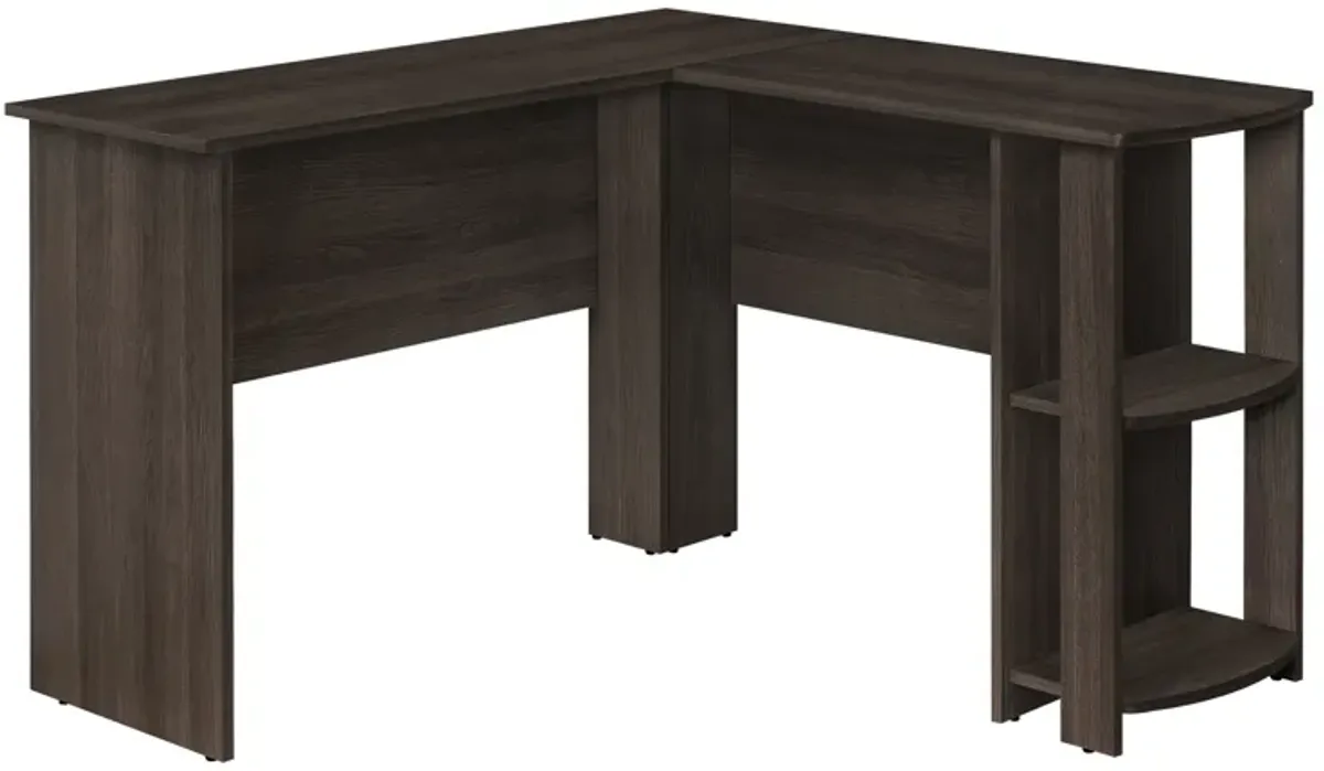 Monarch Specialties I 7722 Computer Desk, Home Office, Corner, Storage Shelves, 48"L, L Shape, Work, Laptop, Laminate, Brown, Contemporary, Modern