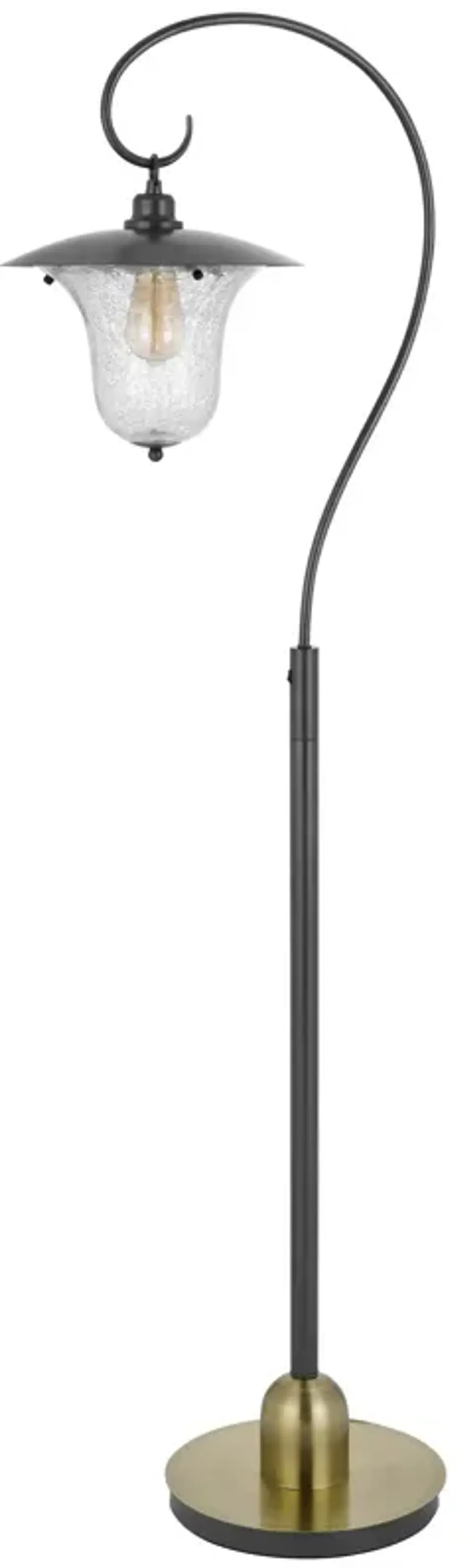 Lem 65 Inch Floor Lamp, Classic Lantern, Glass Shade, Bronze Metal Finish - Benzara