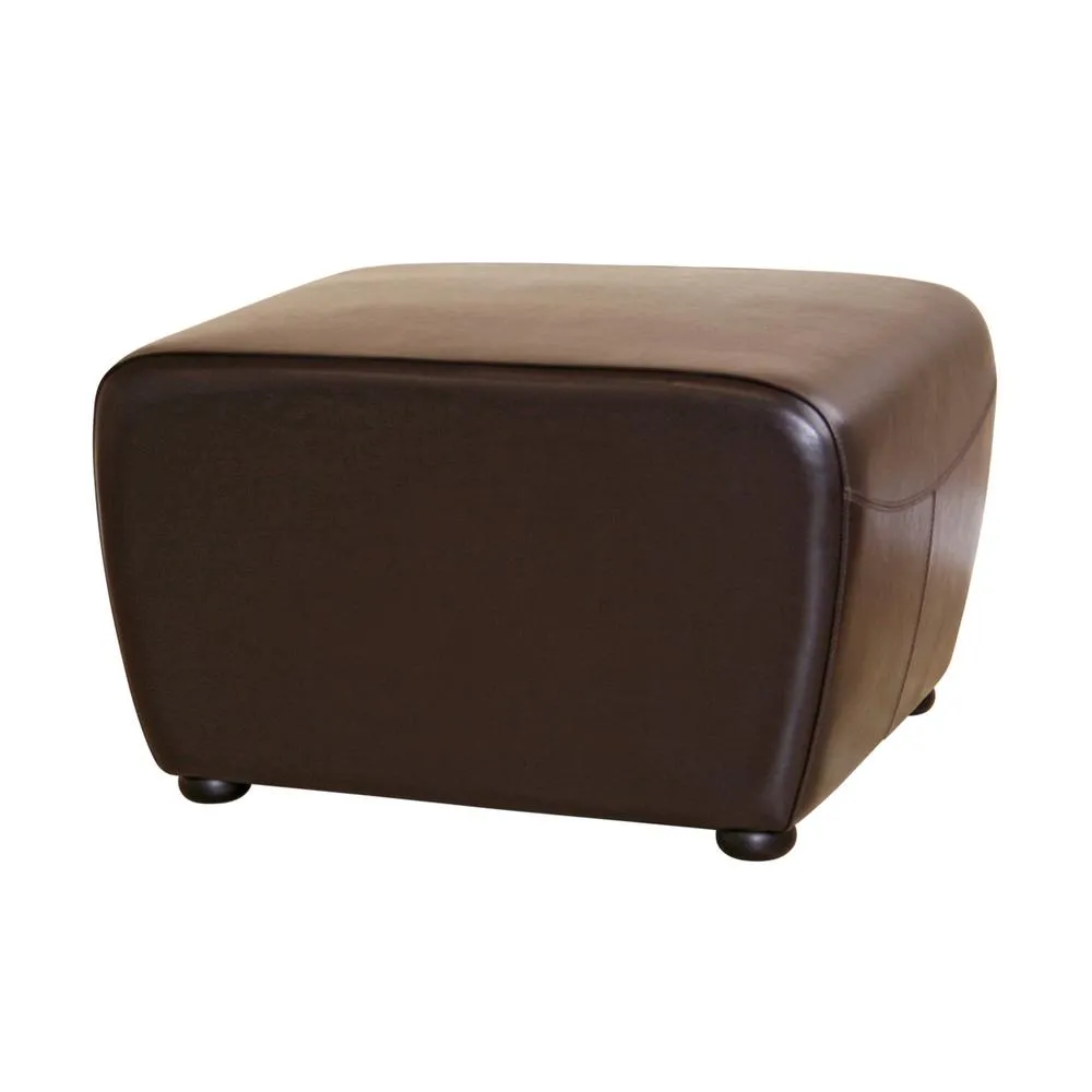 Baxton Studio Dark Brown FauxOttoman with Rounded Sides