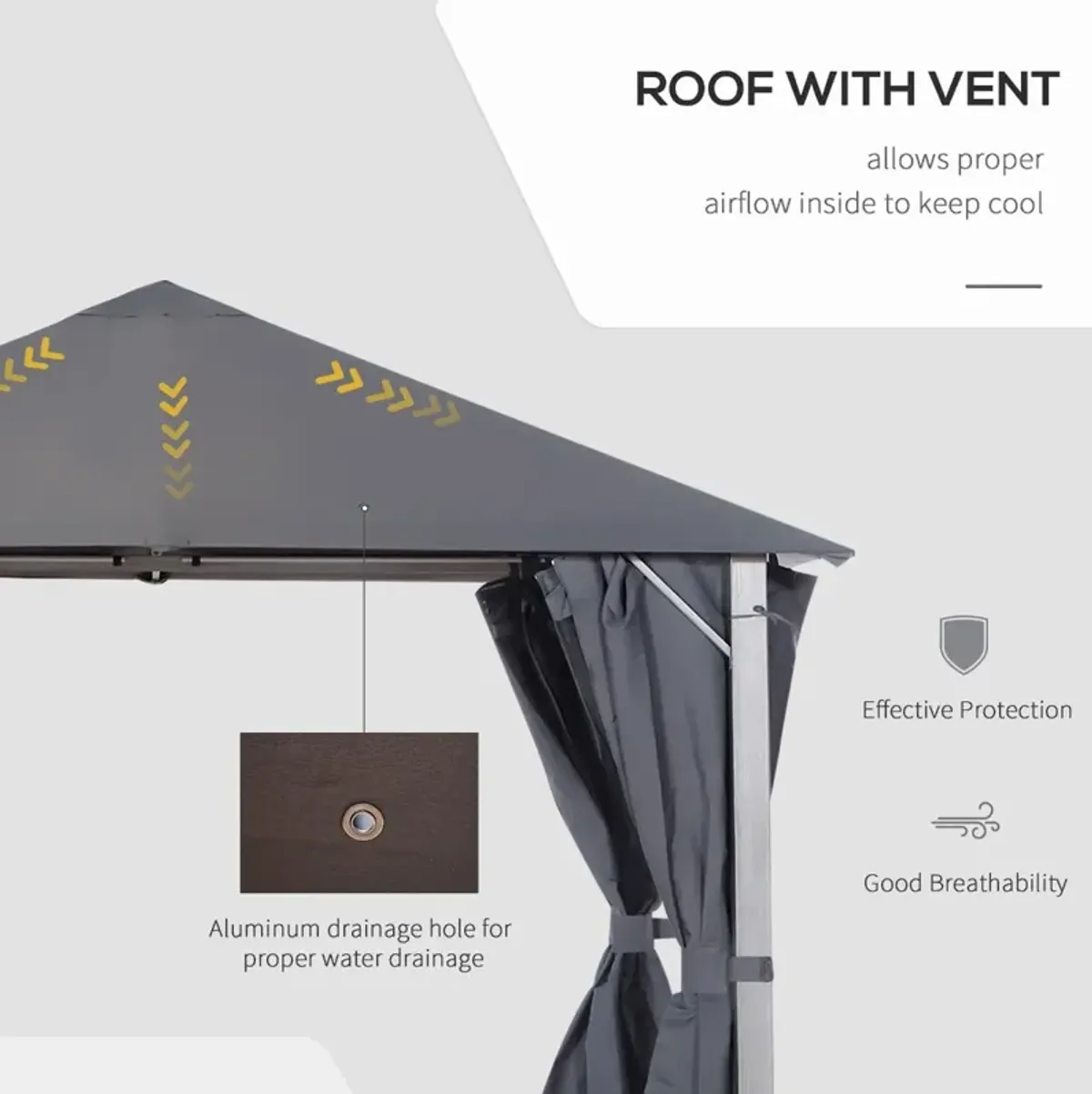 Dark Grey Haven: 10x10 Soft Top Gazebo with Mesh Walls & Curtains