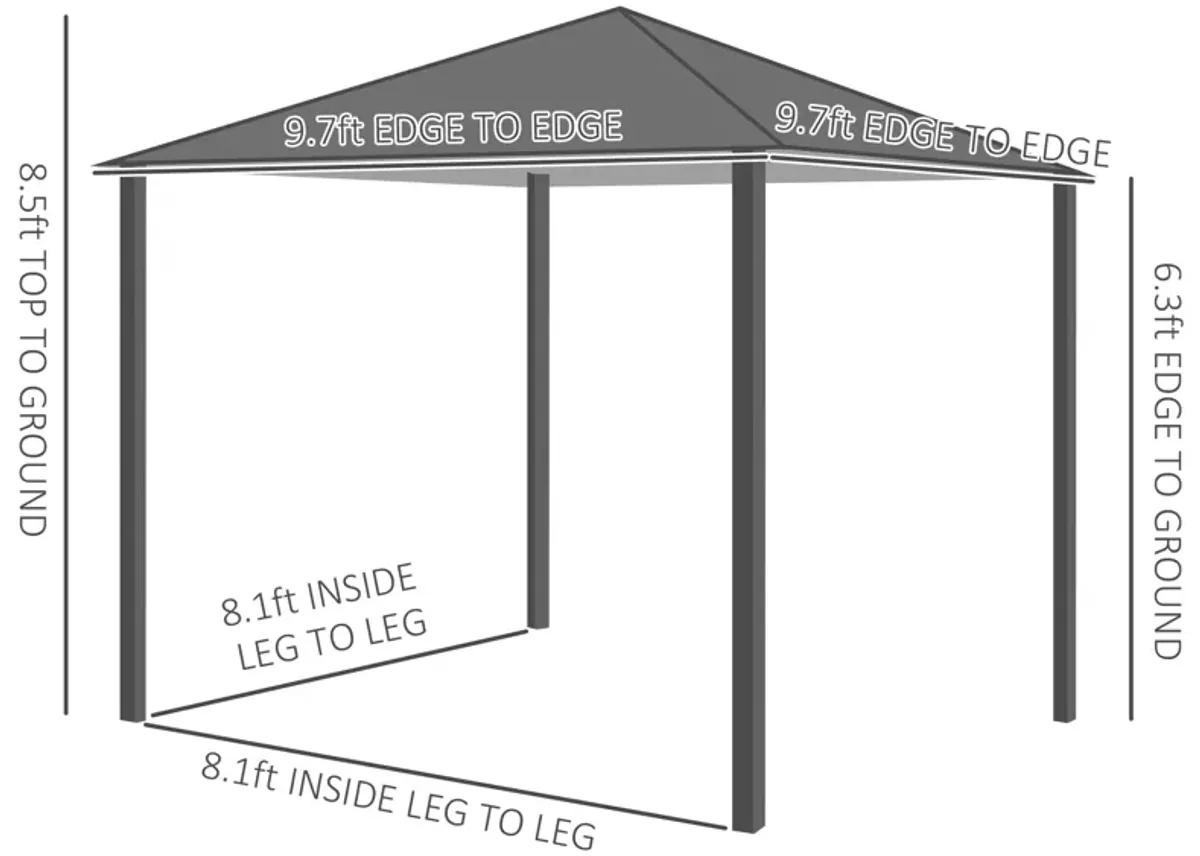 Dark Grey Haven: 10x10 Soft Top Gazebo with Mesh Walls & Curtains