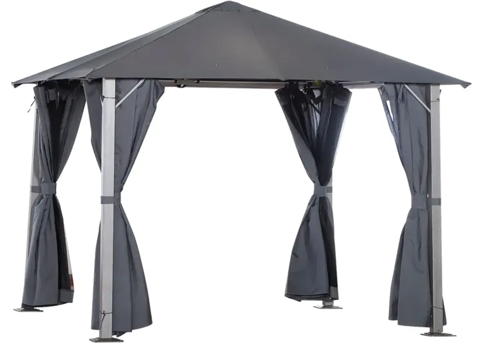 Dark Grey Haven: 10x10 Soft Top Gazebo with Mesh Walls & Curtains