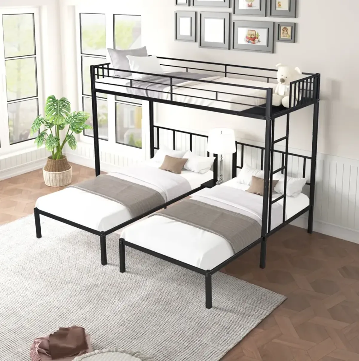 Triple Twin Bunk Bed, Can Be Separated Into 3 Twin Beds