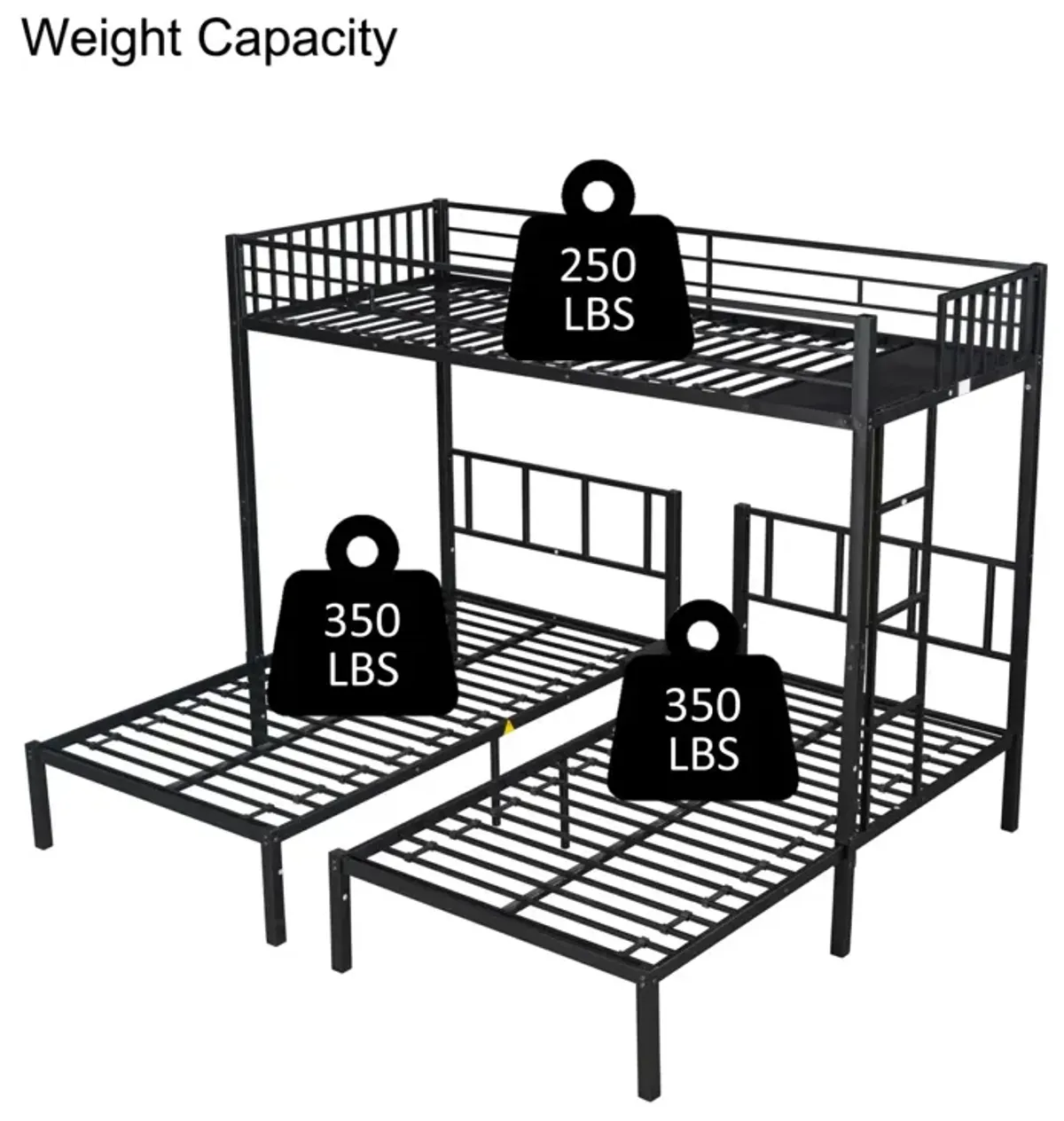 Triple Twin Bunk Bed, Can Be Separated Into 3 Twin Beds