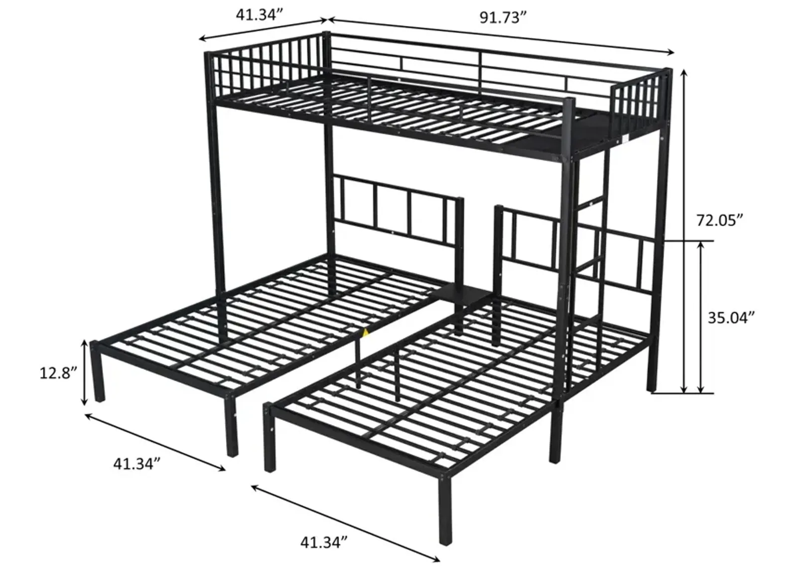 Triple Twin Bunk Bed, Can Be Separated Into 3 Twin Beds