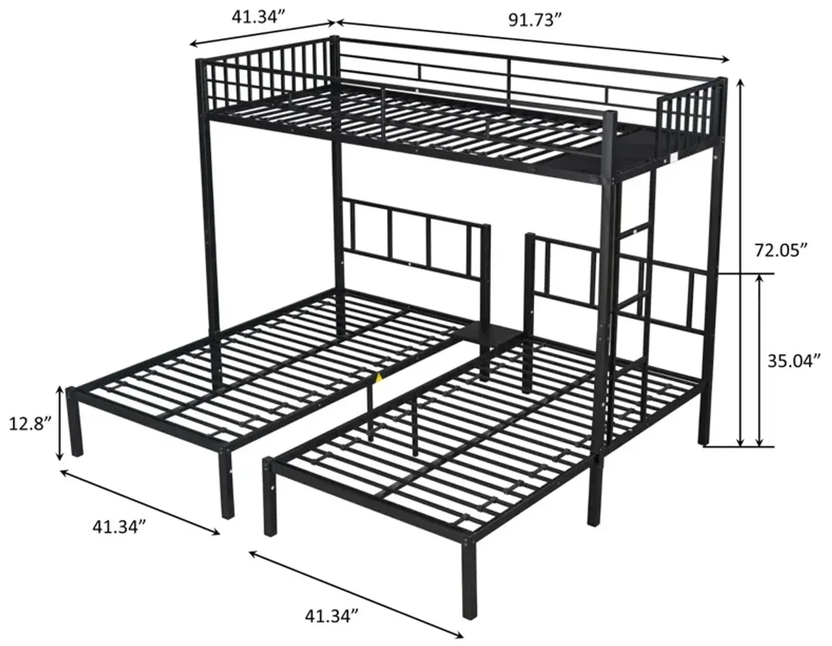 Triple Twin Bunk Bed, Can Be Separated Into 3 Twin Beds