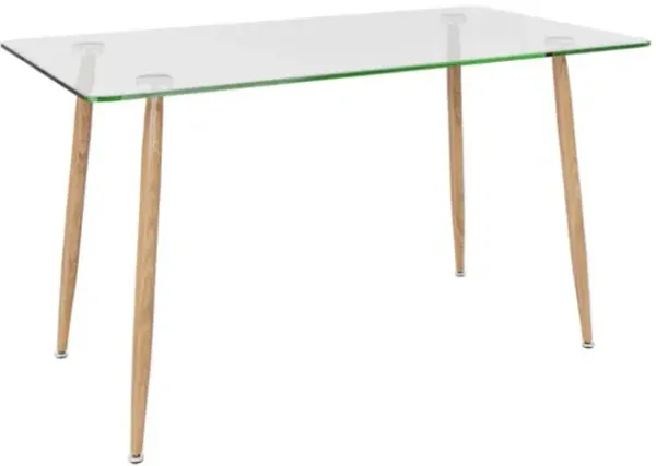 Hivvago Glass Rectangular Dining Table with Metal Legs