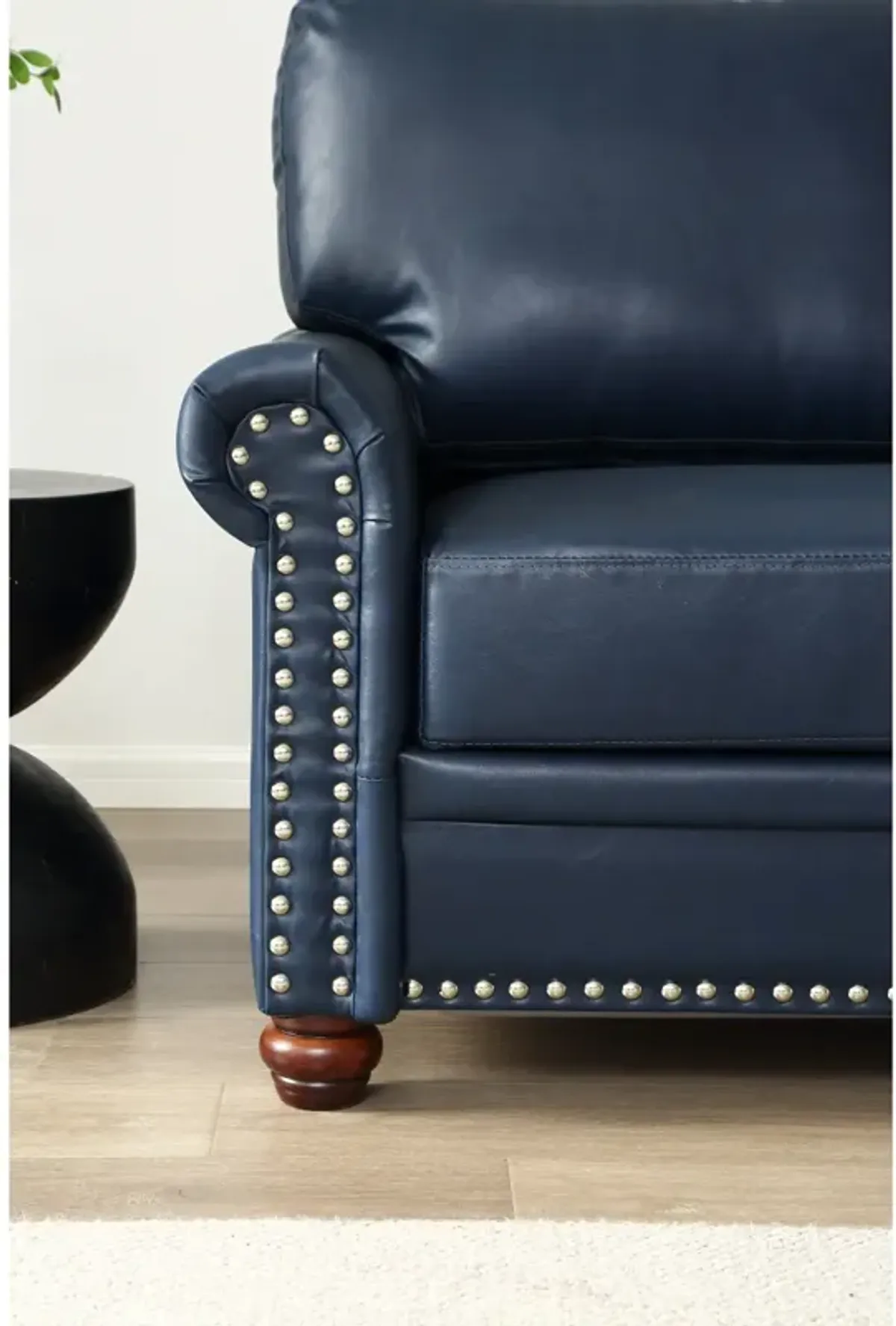 Living Room Sofa Loveseat Chair Navy Blue Faux Leather